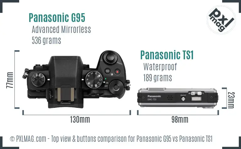 Panasonic G95 vs Panasonic TS1 top view buttons comparison