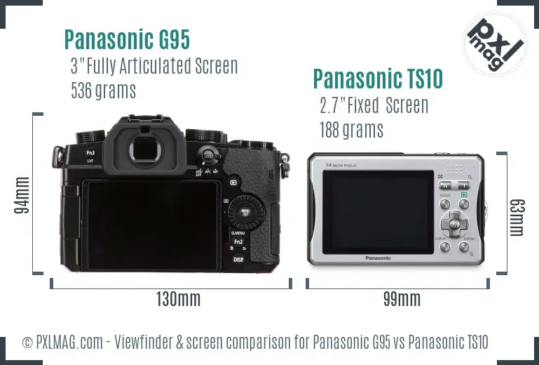 Panasonic G95 vs Panasonic TS10 Screen and Viewfinder comparison