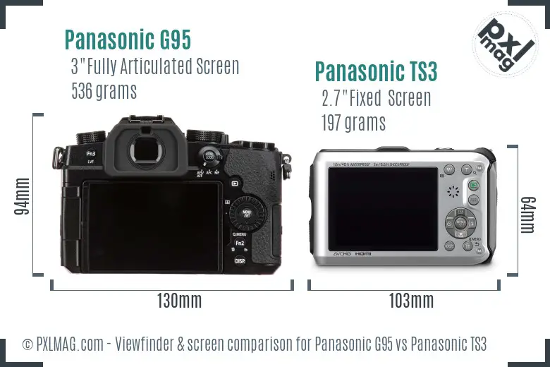 Panasonic G95 vs Panasonic TS3 Screen and Viewfinder comparison