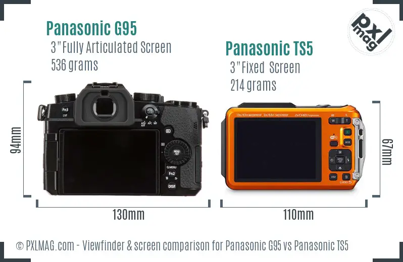 Panasonic G95 vs Panasonic TS5 Screen and Viewfinder comparison