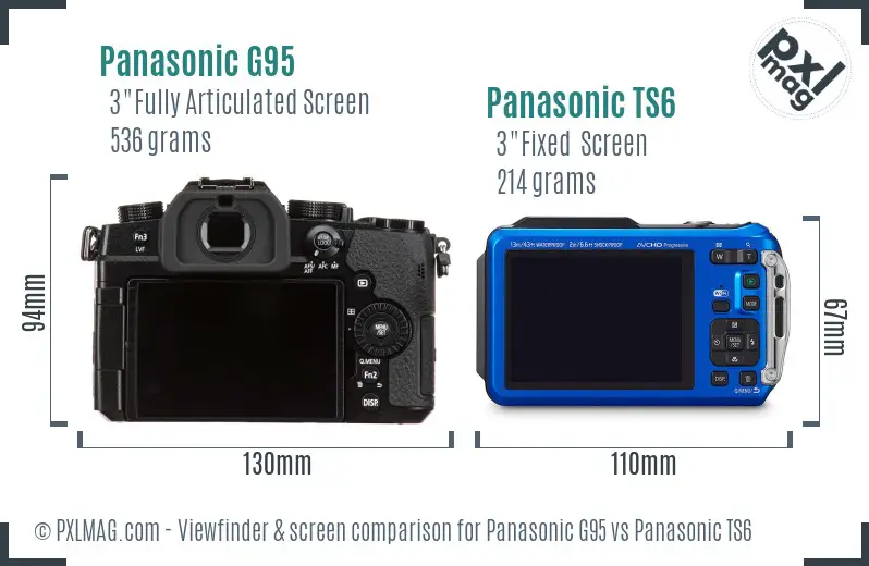 Panasonic G95 vs Panasonic TS6 Screen and Viewfinder comparison