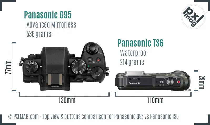 Panasonic G95 vs Panasonic TS6 top view buttons comparison