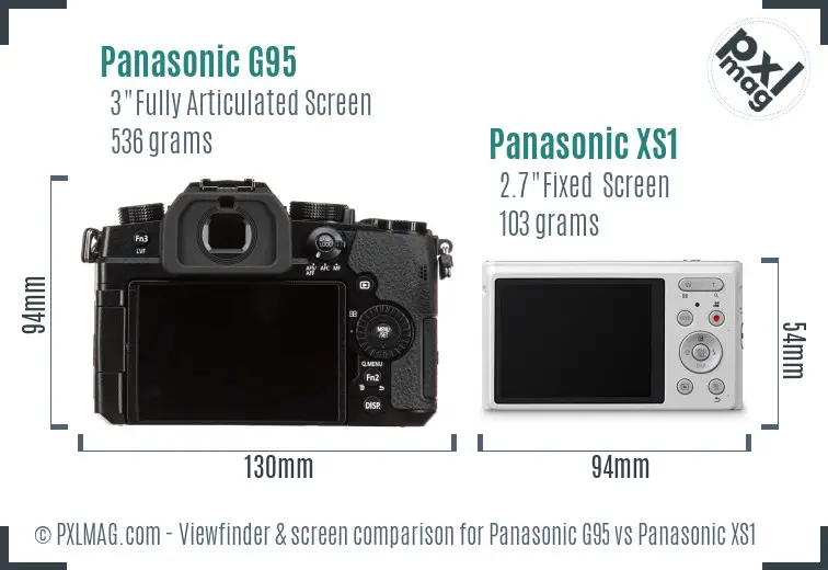 Panasonic G95 vs Panasonic XS1 Screen and Viewfinder comparison