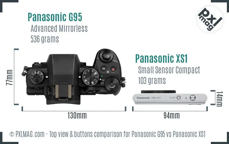 Panasonic G95 vs Panasonic XS1 top view buttons comparison