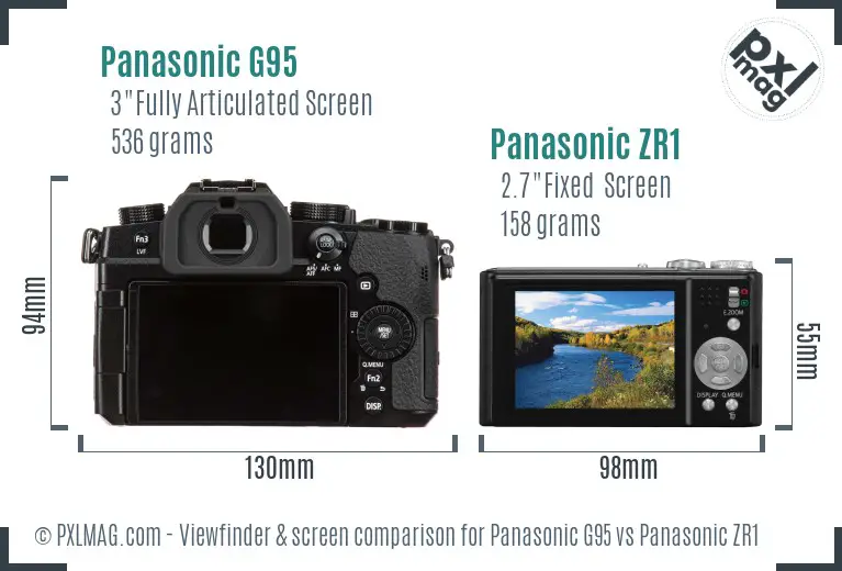Panasonic G95 vs Panasonic ZR1 Screen and Viewfinder comparison