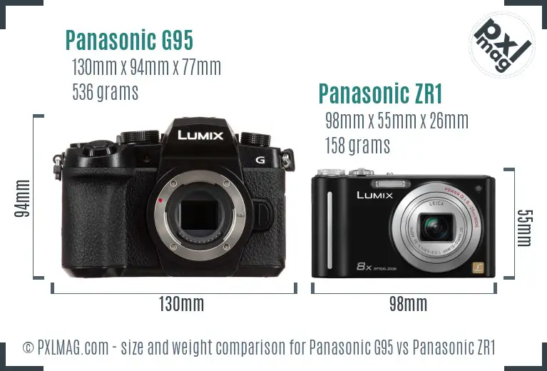 Panasonic G95 vs Panasonic ZR1 size comparison