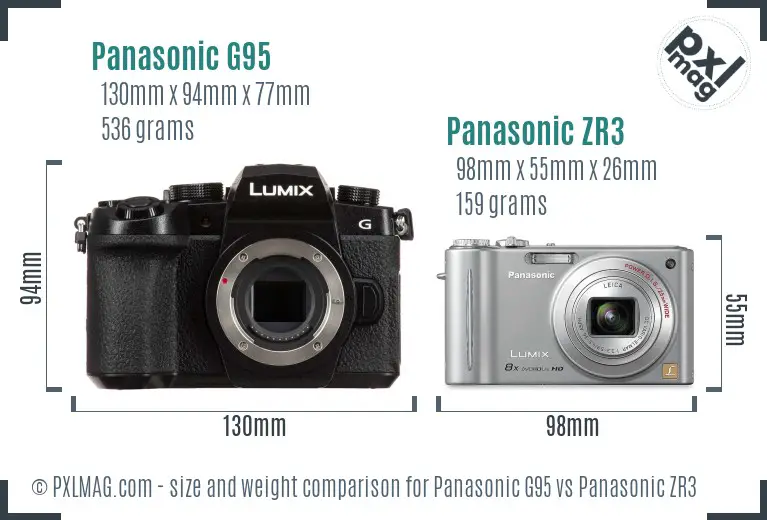 Panasonic G95 vs Panasonic ZR3 size comparison