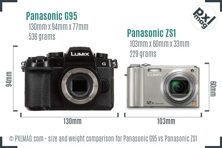 Panasonic G95 vs Panasonic ZS1 size comparison