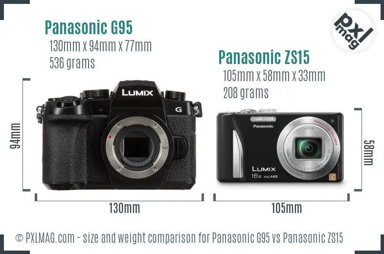 Panasonic G95 vs Panasonic ZS15 size comparison