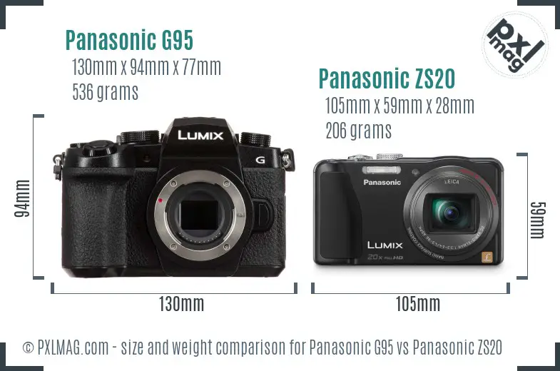 Panasonic G95 vs Panasonic ZS20 size comparison
