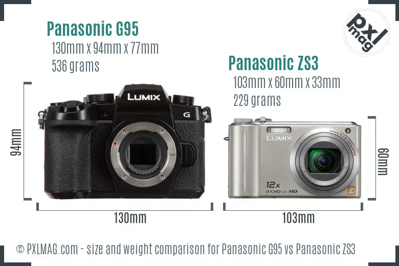 Panasonic G95 vs Panasonic ZS3 size comparison