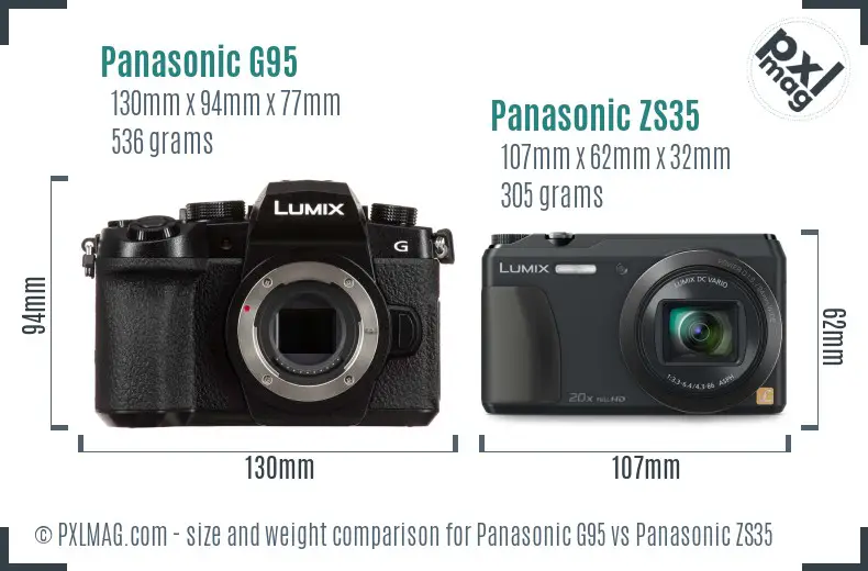 Panasonic G95 vs Panasonic ZS35 size comparison