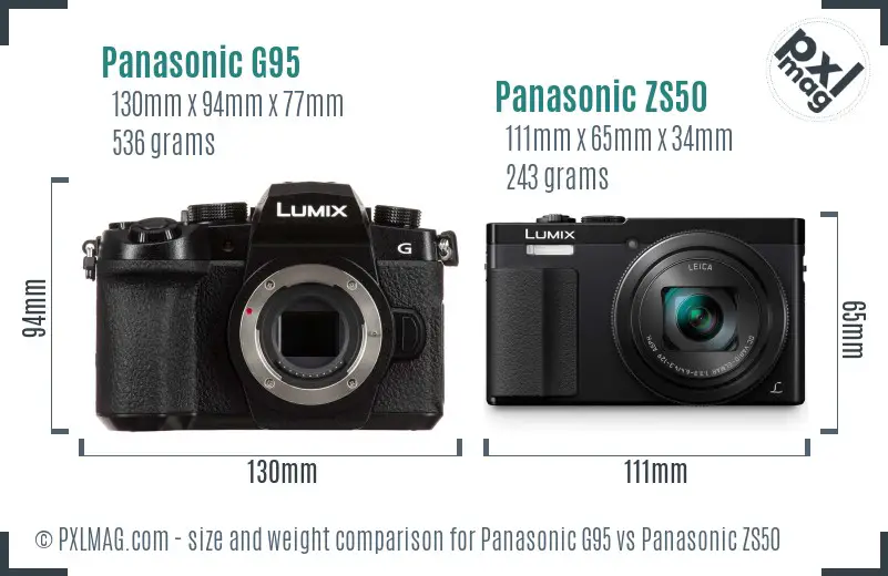 Panasonic G95 vs Panasonic ZS50 size comparison