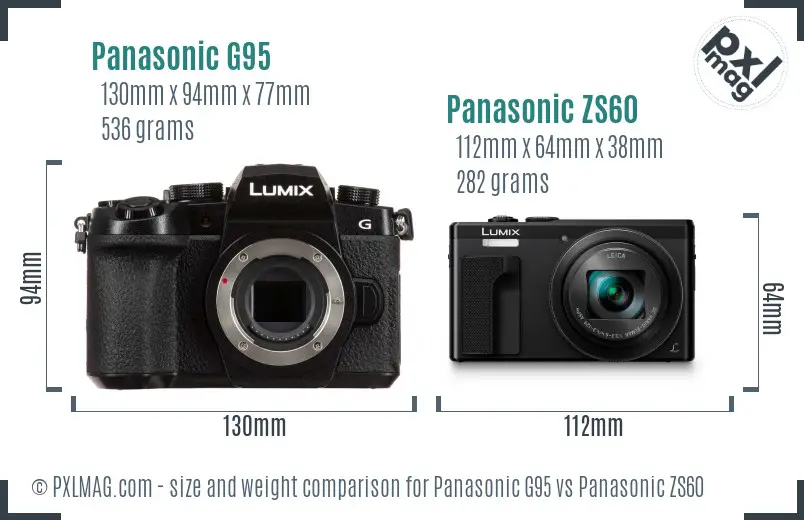 Panasonic G95 vs Panasonic ZS60 size comparison