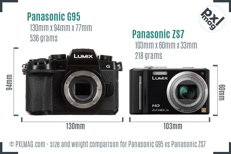 Panasonic G95 vs Panasonic ZS7 size comparison