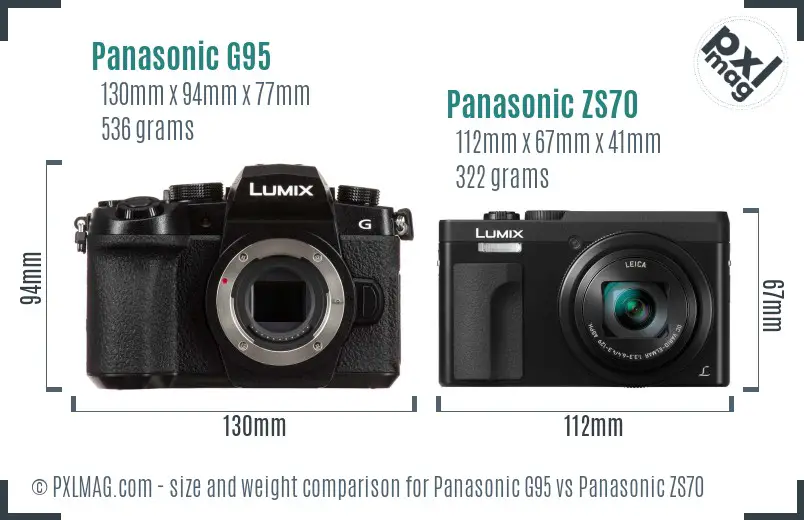 Panasonic G95 vs Panasonic ZS70 size comparison