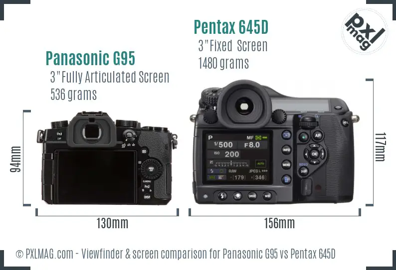 Panasonic G95 vs Pentax 645D Screen and Viewfinder comparison