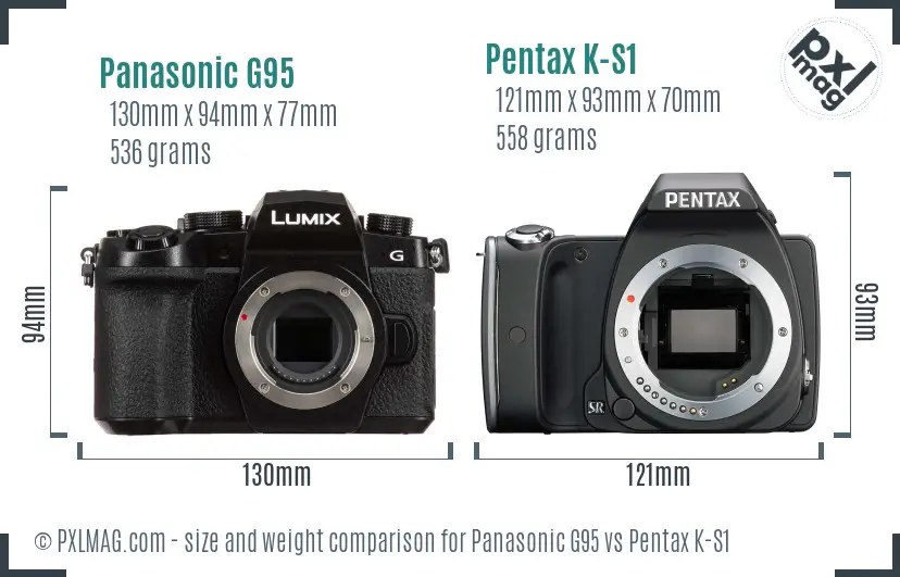 Panasonic G95 vs Pentax K-S1 size comparison