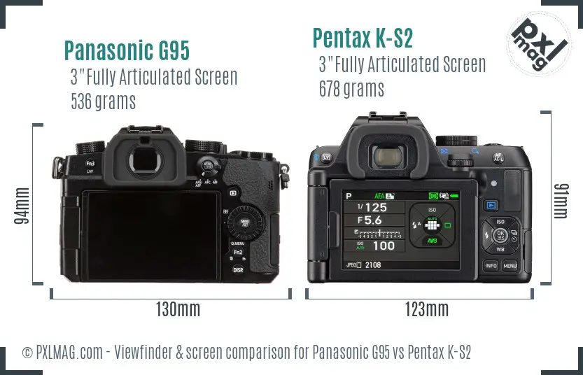 Panasonic G95 vs Pentax K-S2 Screen and Viewfinder comparison
