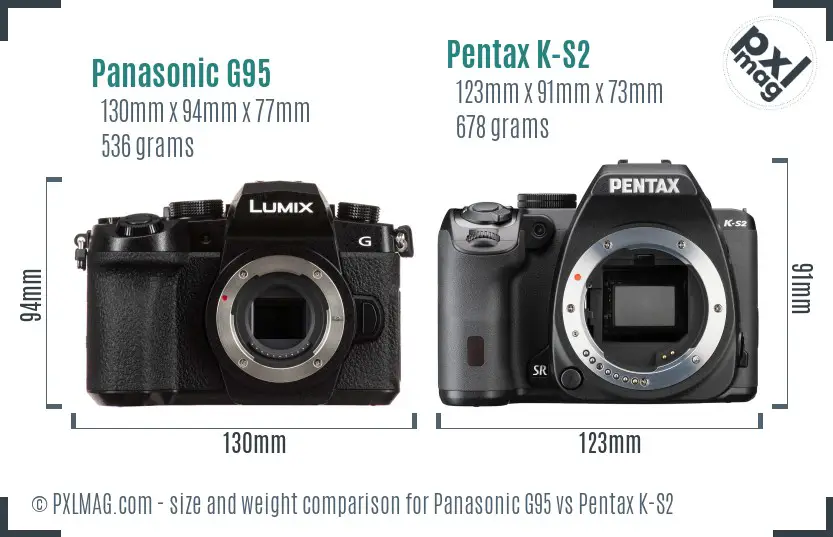 Panasonic G95 vs Pentax K-S2 size comparison
