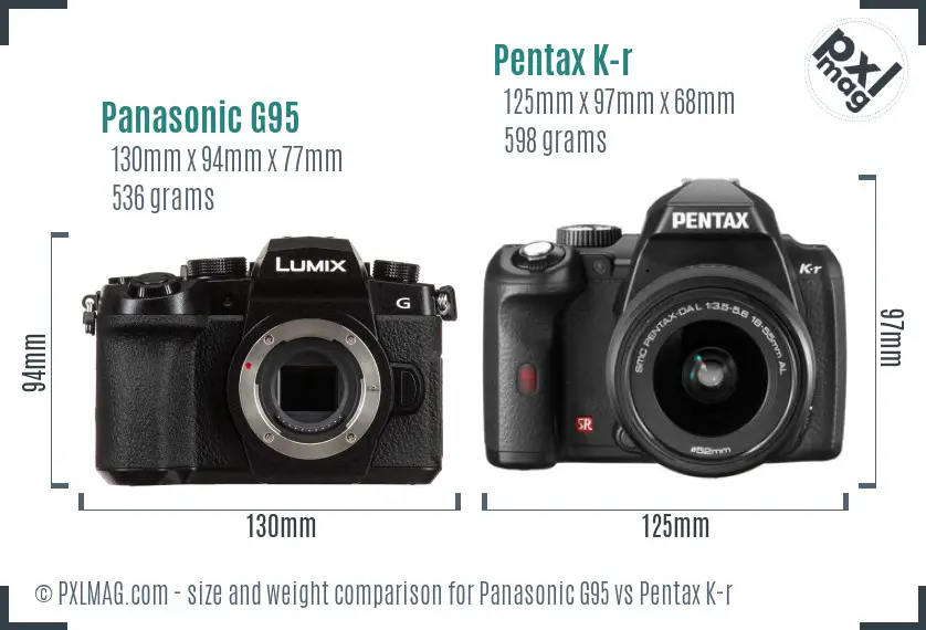Panasonic G95 vs Pentax K-r size comparison