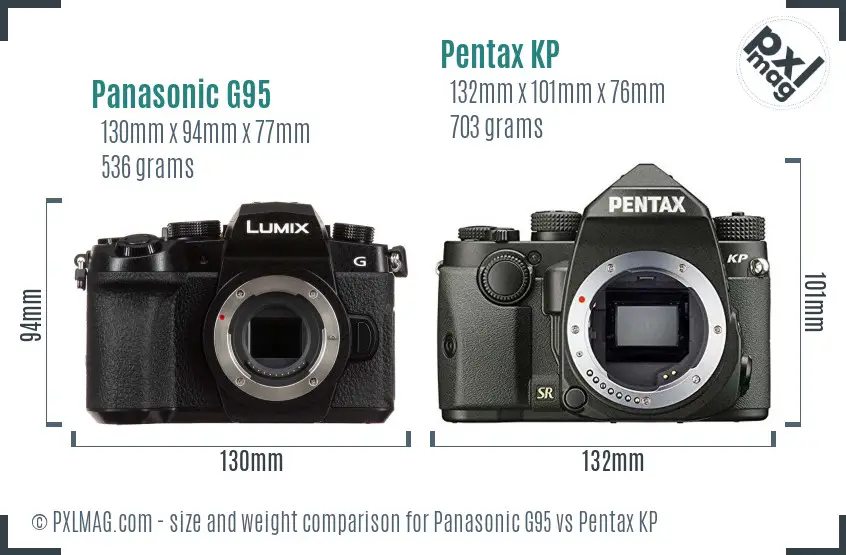 Panasonic G95 vs Pentax KP size comparison