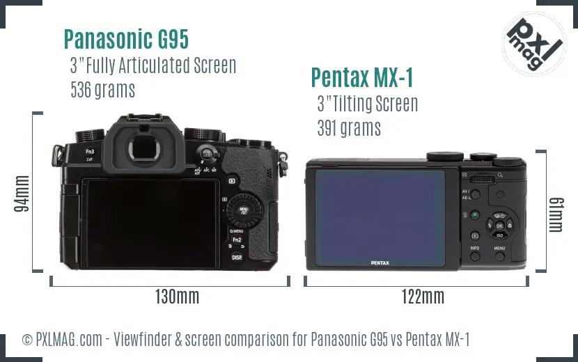 Panasonic G95 vs Pentax MX-1 Screen and Viewfinder comparison