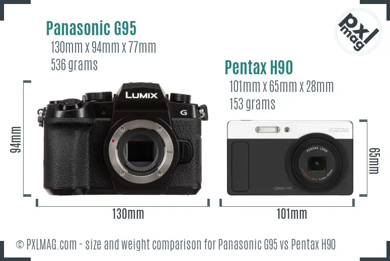 Panasonic G95 vs Pentax H90 size comparison