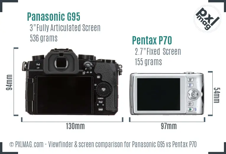 Panasonic G95 vs Pentax P70 Screen and Viewfinder comparison