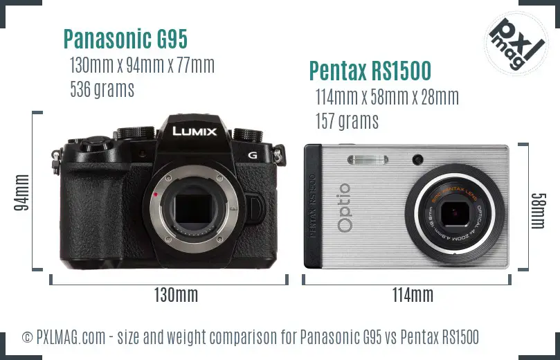 Panasonic G95 vs Pentax RS1500 size comparison