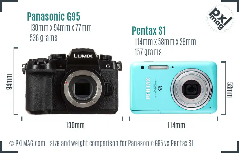 Panasonic G95 vs Pentax S1 size comparison