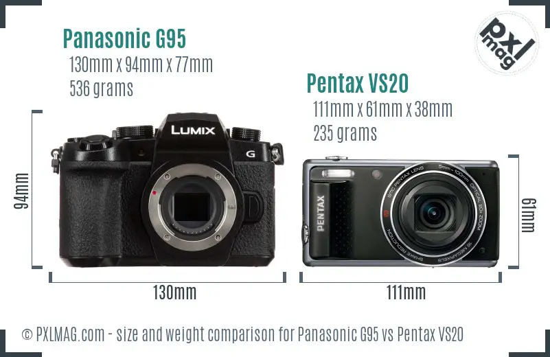 Panasonic G95 vs Pentax VS20 size comparison