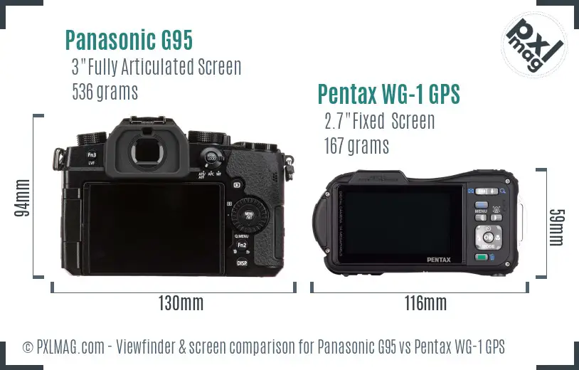 Panasonic G95 vs Pentax WG-1 GPS Screen and Viewfinder comparison