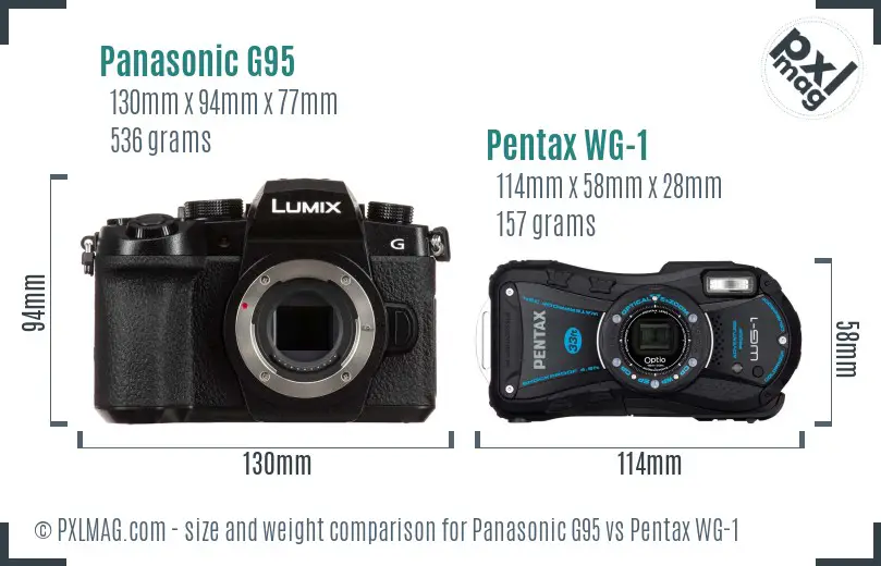 Panasonic G95 vs Pentax WG-1 size comparison