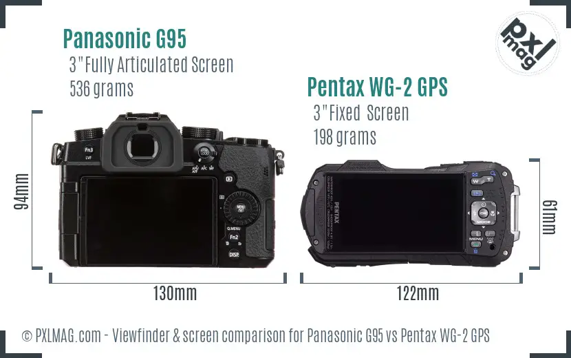 Panasonic G95 vs Pentax WG-2 GPS Screen and Viewfinder comparison