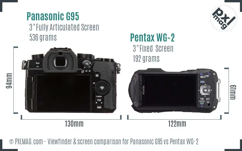 Panasonic G95 vs Pentax WG-2 Screen and Viewfinder comparison