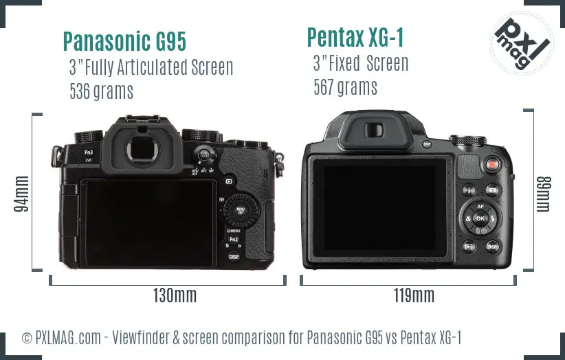 Panasonic G95 vs Pentax XG-1 Screen and Viewfinder comparison