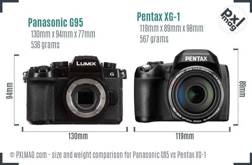 Panasonic G95 vs Pentax XG-1 size comparison