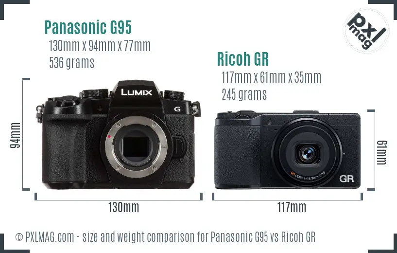 Panasonic G95 vs Ricoh GR size comparison