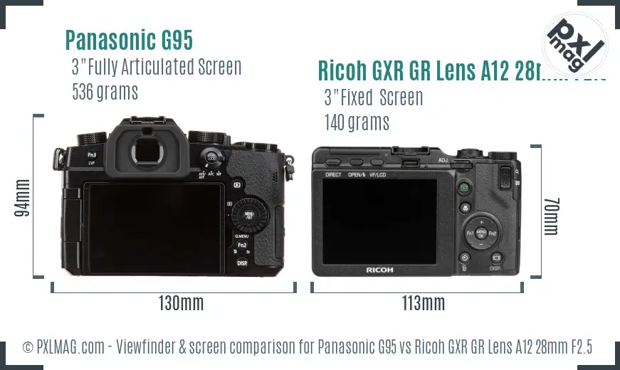 Panasonic G95 vs Ricoh GXR GR Lens A12 28mm F2.5 Screen and Viewfinder comparison Panasonic G95 vs Ricoh GXR GR Lens A12 28mm F2.5 Screen and Viewfinder comparison