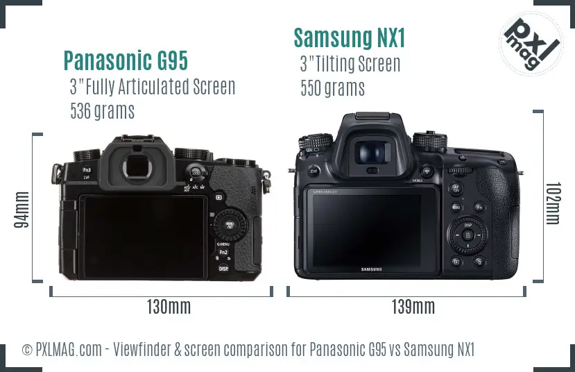 Panasonic G95 vs Samsung NX1 Screen and Viewfinder comparison