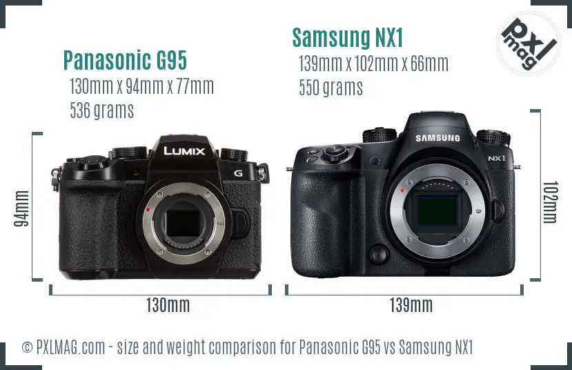 Panasonic G95 vs Samsung NX1 size comparison