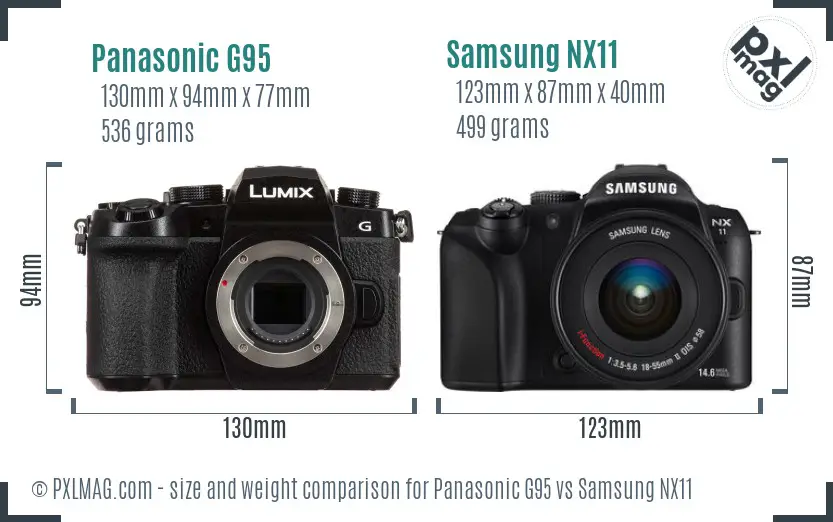 Panasonic G95 vs Samsung NX11 size comparison