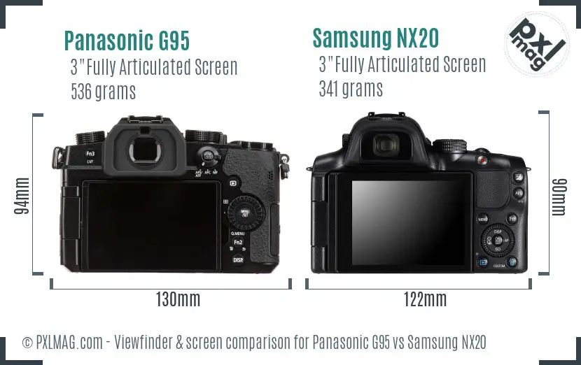 Panasonic G95 vs Samsung NX20 Screen and Viewfinder comparison Panasonic G95 vs Samsung NX20 Screen and Viewfinder comparison
