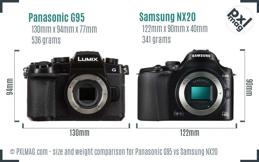 Panasonic G95 vs Samsung NX20 size comparison Panasonic G95 vs Samsung NX20 size comparison