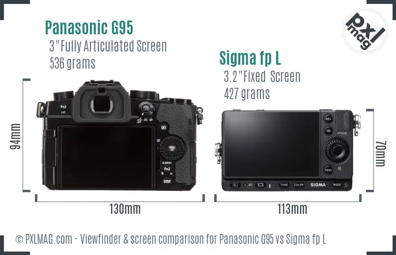 Panasonic G95 vs Sigma fp L Screen and Viewfinder comparison