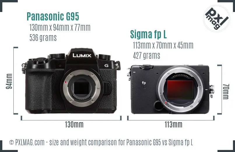 Panasonic G95 vs Sigma fp L size comparison