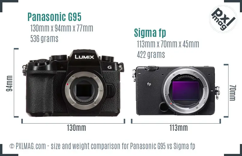 Panasonic G95 vs Sigma fp size comparison