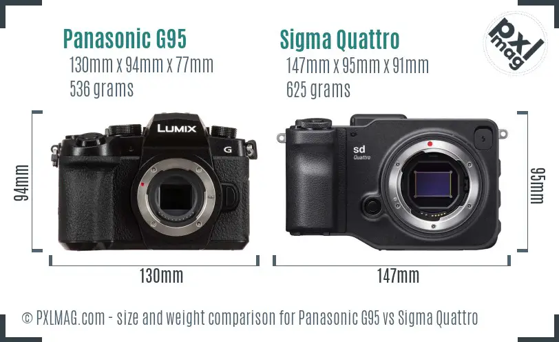 Panasonic G95 vs Sigma Quattro size comparison