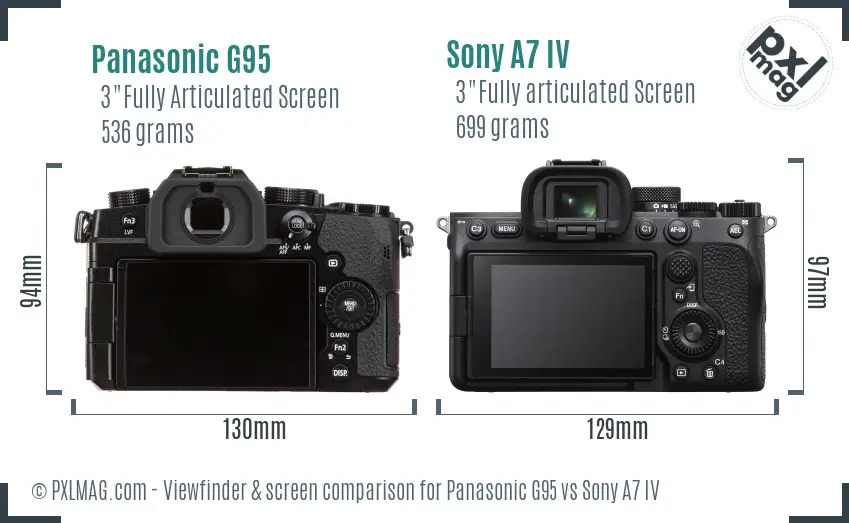 Panasonic G95 vs Sony A7 IV Screen and Viewfinder comparison